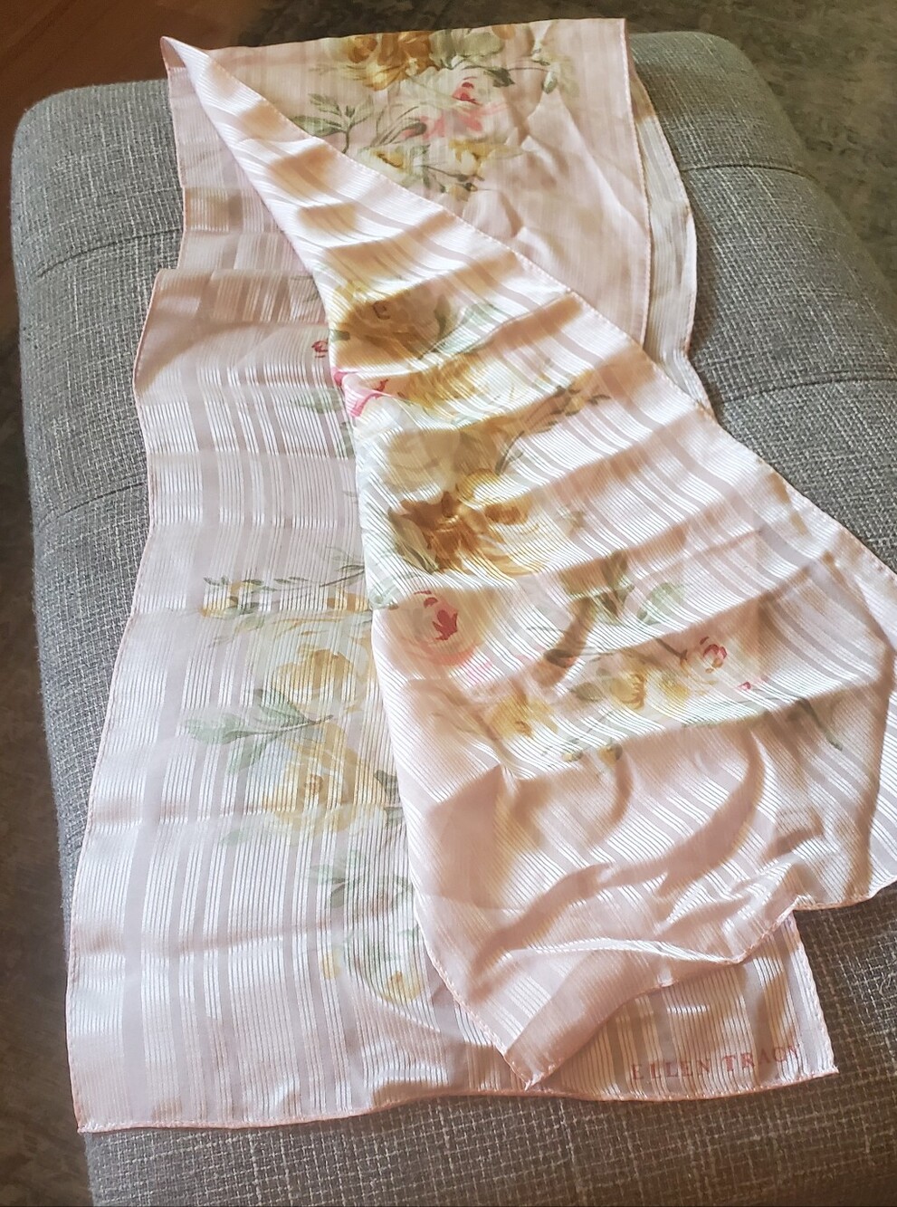 Ellen Tracy Floral Pink Silk Scarf